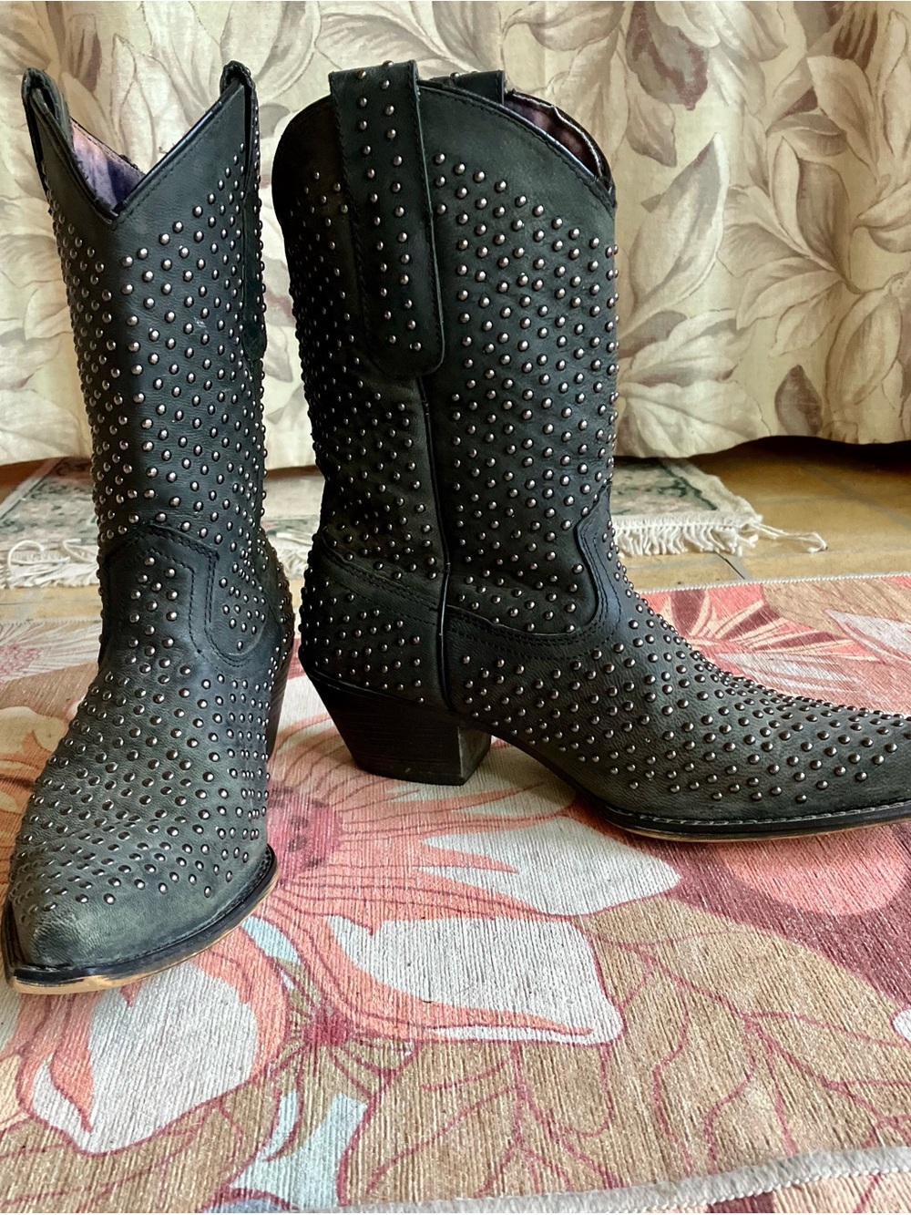Laredo Black Studded Cowgirl Boots